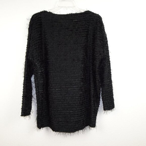 Jones New York Eyelash Sweater Top Women's Size S Black Pullover Fuzzy - Picture 3 of 7